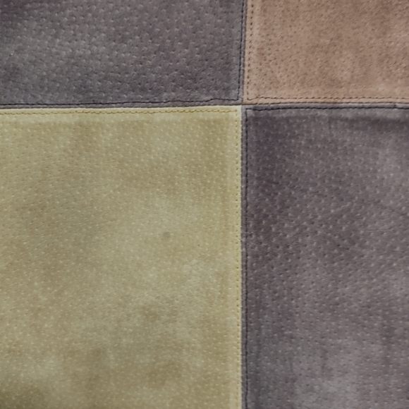 Unique Genuine Suede Leather Color Block Lined Skirt SZ 5/6 - Picture 4 of 5